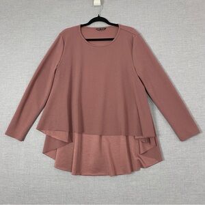 Shein Top Removable Front Tie Belt Womens Sz XL Long Back Sleeve Flowy